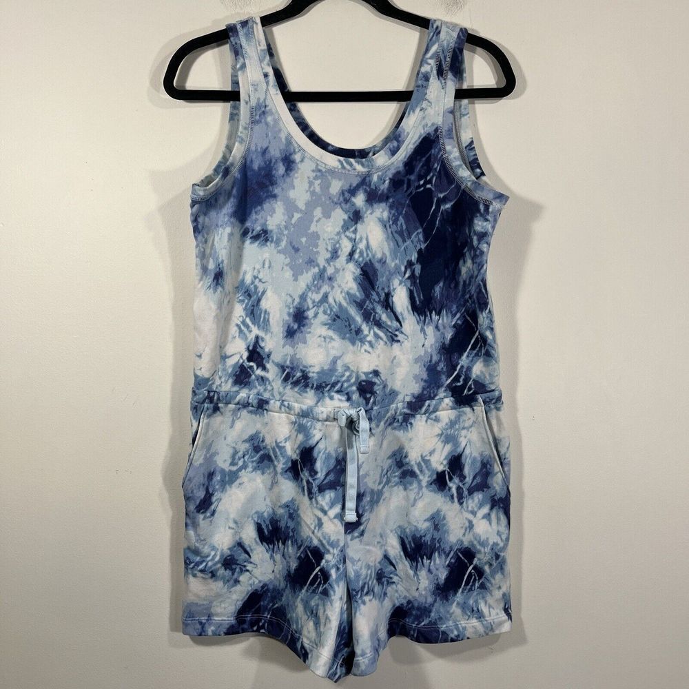Old Navy Womens‎ S  Romper Blue Tie Dye Sleeveless Drawstring Summer Festival